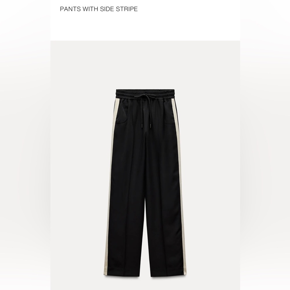 Zara Black Pants with Side Stripe, Size S